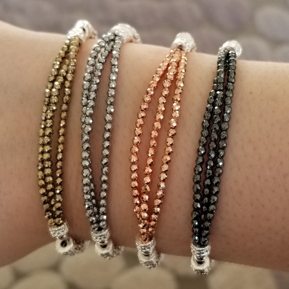 Three Row Rose Gold Two Tone Toggle Bracel… - Picture 14 of 16